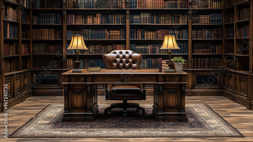 “The Classic Library Background Featuring an Old Wooden Bookshelf Filled with Ancient Books, Offering a Timeless Atmosphere of Knowledge, Tradition, and History, Ideal for Vintage Settings and Intelle photo