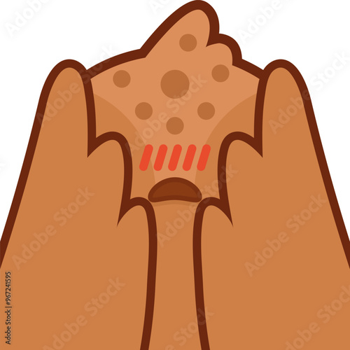 Embarrassed bird. Shame emotion sticker. Vector illustration