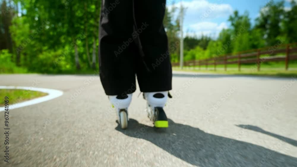 Father and daughter ride on roller skates. Girl learning to roller skate, and falls. Dad teaches daughter to ride on rollers Father and daughter ride on roller skates. Girl learning to roller skate, and falls. Dad teaches daughter to ride on rollers