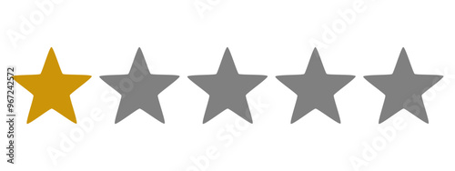 Five stars customer product review icon set. Five stars rating. Yellow 5 star flat icon for apps and websites. Quality, customer rating, feedback. Transparent png and vector illustration