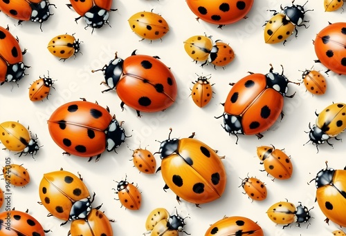 Ladybugs with red and black spots