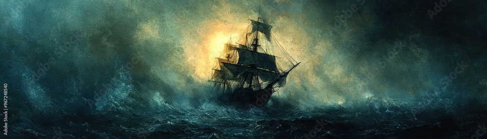 Pirate ghost ship, trapped in an eternal storm, cursed crew, Watercolor style Pirate ghost ship, trapped in an eternal storm, cursed crew, Watercolor style