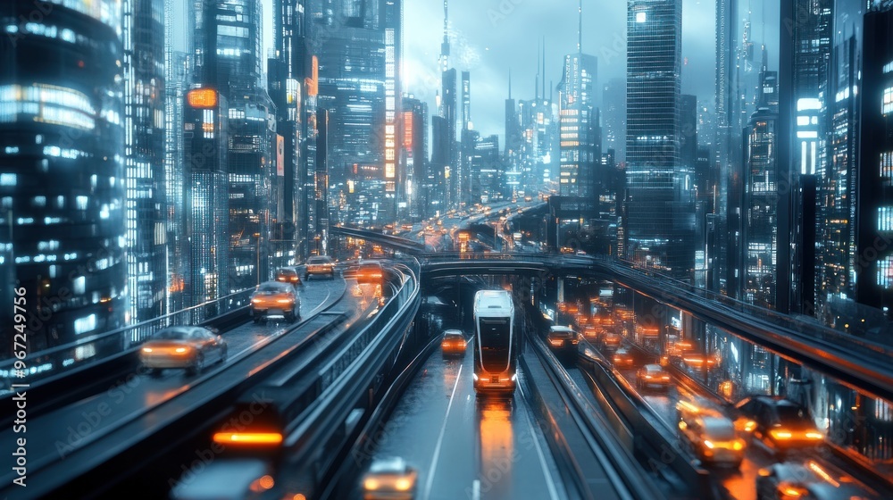 Futuristic Cityscape with Traffic Futuristic Cityscape with Traffic