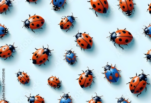 Ladybugs with red and black spots