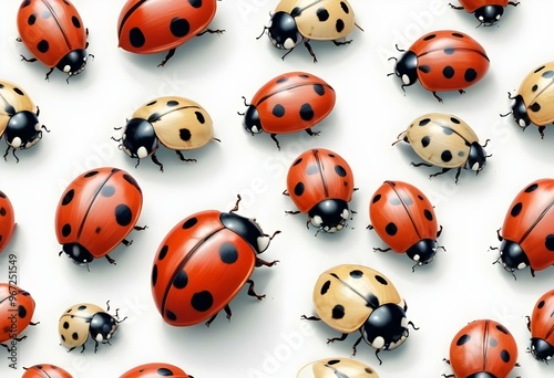 Ladybugs with red and black spots