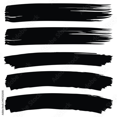 Abstract Black Brush Strokes Set: Rough Edges for Design