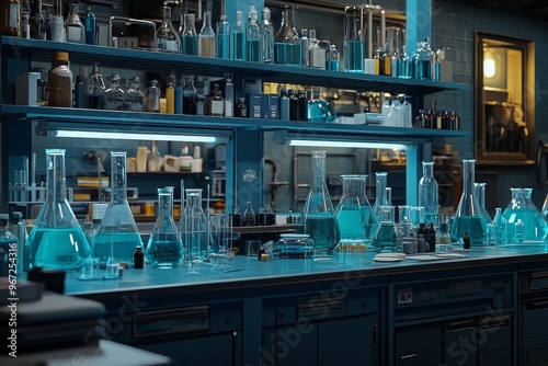 A fully equipped chemical laboratory. Generative AI