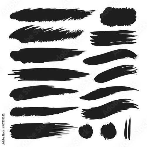 Abstract Black Brush Strokes Set: Rough Edges for Design