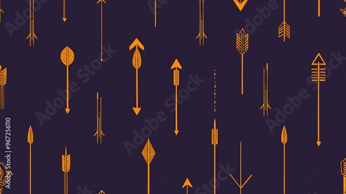 A seamless pattern featuring simple arrow shapes arranged in a repeating design. The pattern boasts a clean, modern aesthetic with a focus on consistency and geometric precision. 