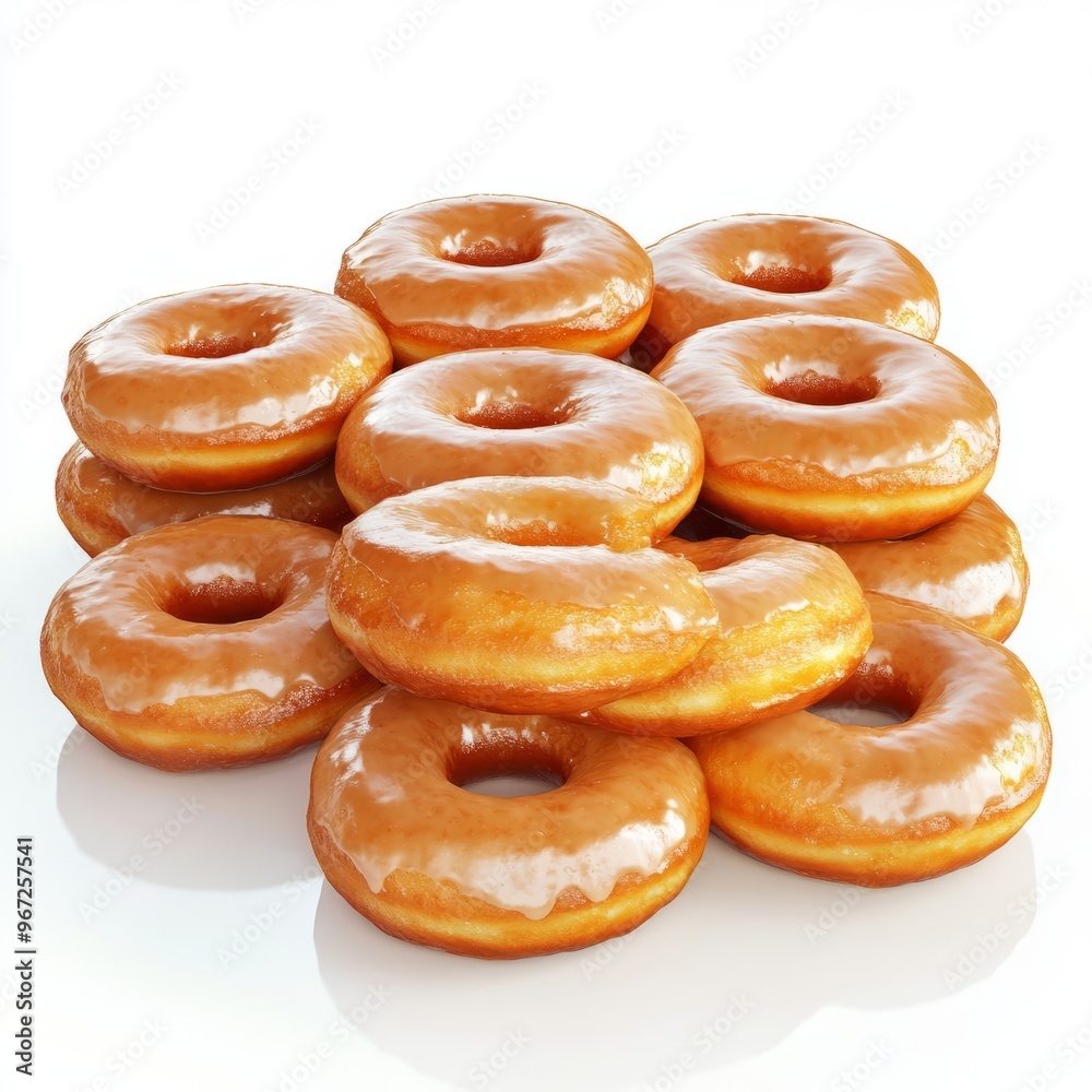 piles of glazed donuts isolated on white background. piles of glazed donuts isolated on white background.