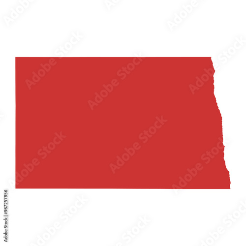 Vector outline map of North Dakota state of the United States