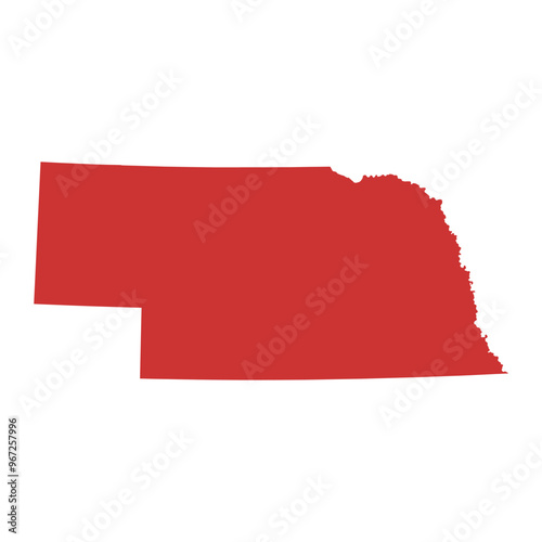 Vector outline map of Nebraska state of the United States