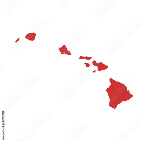 Vector outline map of Hawaii state of the United States