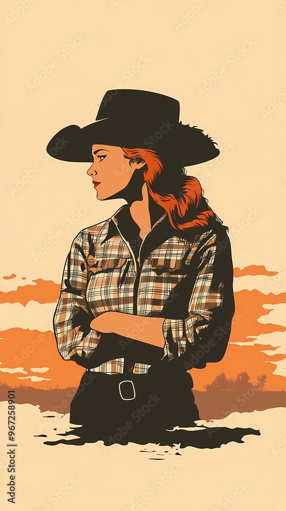 background image of a cowboy woman, western illustration style, western. background image of a cowboy woman, western illustration style, western.