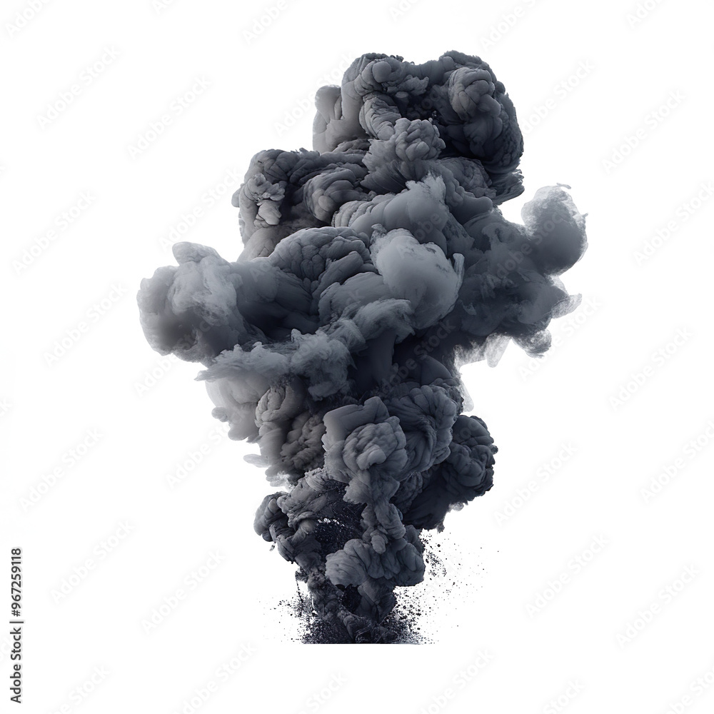 Dramatic Explosion Cloud with Dark Smoke on a Transparent Background