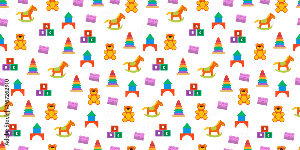 Obraz premium children toy pattern. Pattern Kids background. Playful toys background. toy pattern background. baby pattern background.