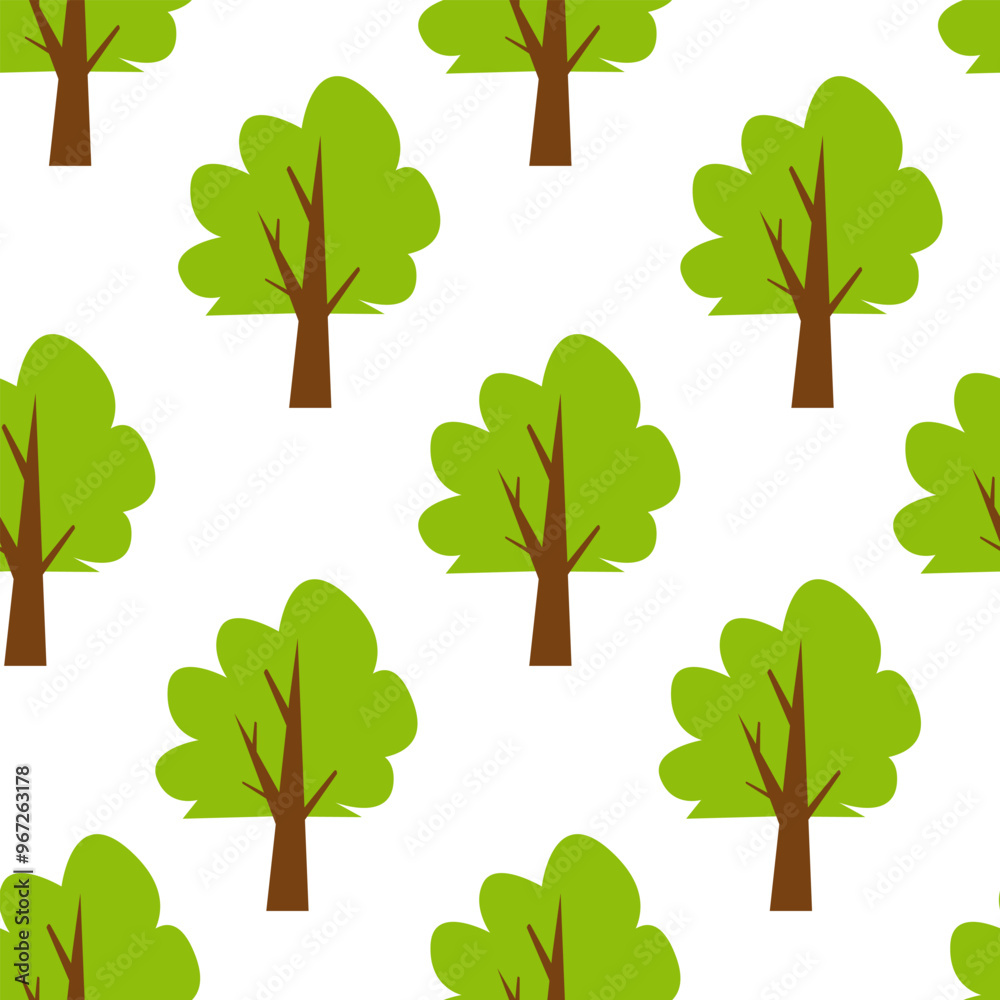 Fototapeta premium Tree pattern background. Seamless pattern trees. flat illustration of tree. tree seamless pattern background.