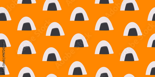 onigiri pattern background. Japanese food seamless pattern. onigiri rice balls illustration. Onigiri Japanese Food Pattern background. Japanese rice balls seamless pattern background.