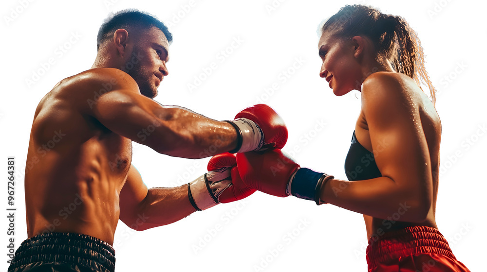 Intense Boxing Match Fighters Female Male Showcase Athleticism Strength Training Competition Intense Boxing Match Fighters Female Male Showcase Athleticism Strength Training Competition