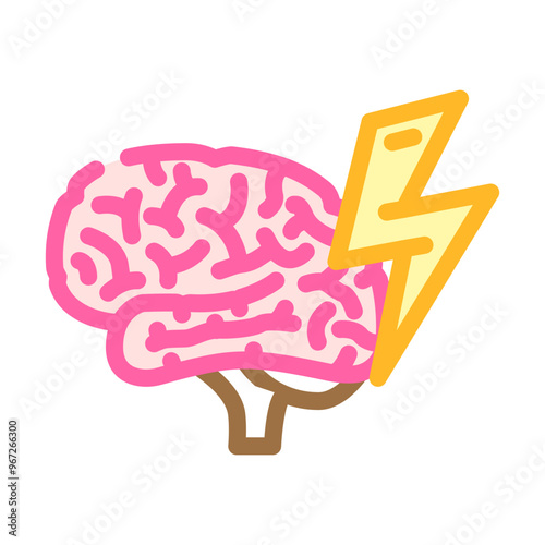 lightning bolt brainstorm color icon vector. lightning bolt brainstorm sign. isolated symbol illustration photo