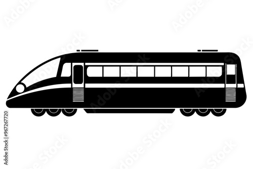  A realistic vector illustration of a motorail train isolated on white background. silhouette black color 