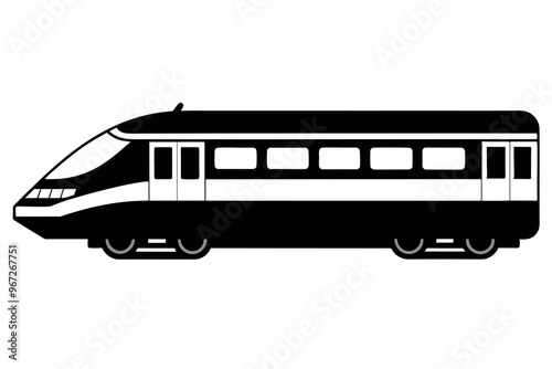  A realistic vector illustration of a motorail train isolated on white background. silhouette black color 