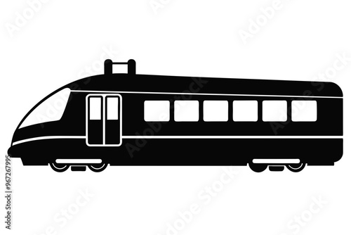  A realistic vector illustration of a motorail train isolated on white background. silhouette black color 