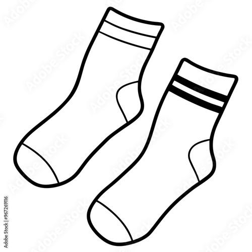 socks outline coloring book page line art illustration digital drawing