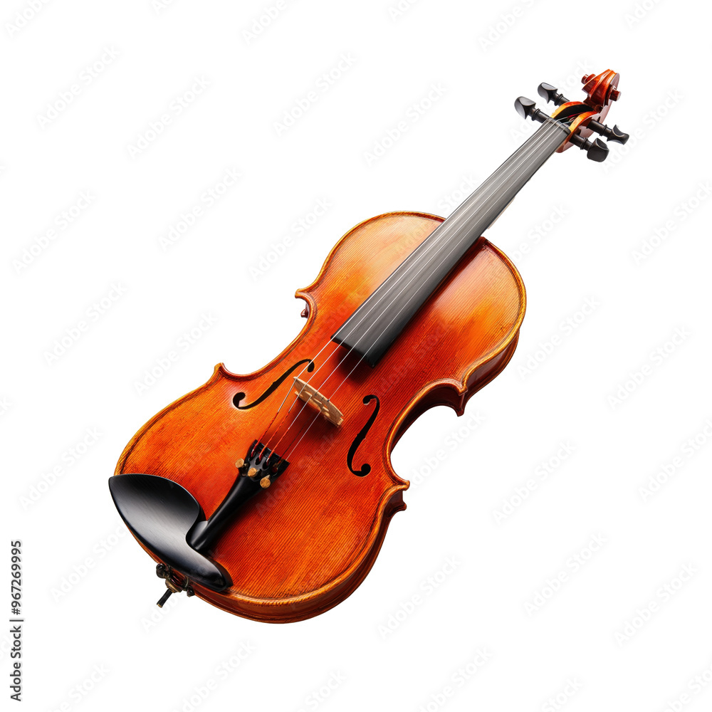 Fototapeta premium Elegant wooden violin isolated on white showcasing fine craftsmanship and musical artistry