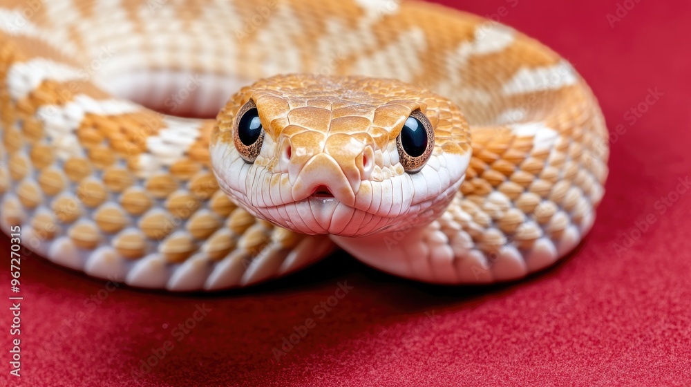 A charming and vibrant snake on a red background symbolizes prosperity for Chinese New Year celebrations A charming and vibrant snake on a red background symbolizes prosperity for Chinese New Year celebrations