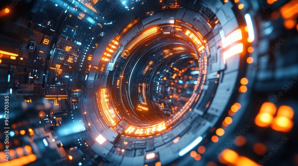 Fototapeta premium Futuristic Space Station Marvel Bird's Eye View Wonder