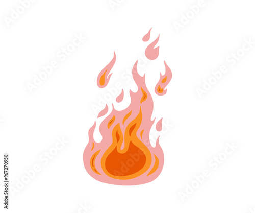The fire is drawn in a flat style. Hand drawn vector illustration