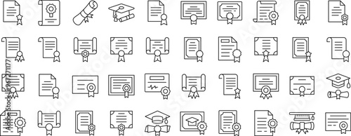 Award, Diploma, Certificate Thin Icons Collection. Editable Stroke. Suitable for Web Sites, Books, Cards, Apps