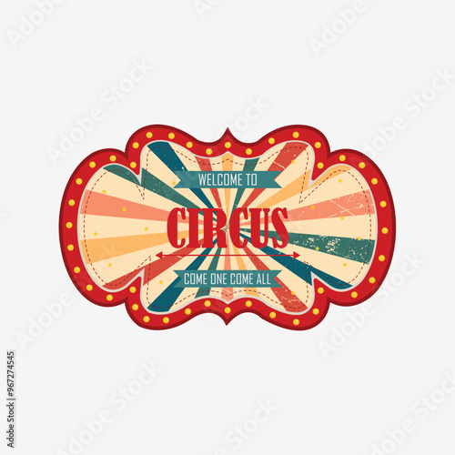 Retro circus tent with a flag. The inscription circus. Carnival of the circus. Stick. Vector illustration