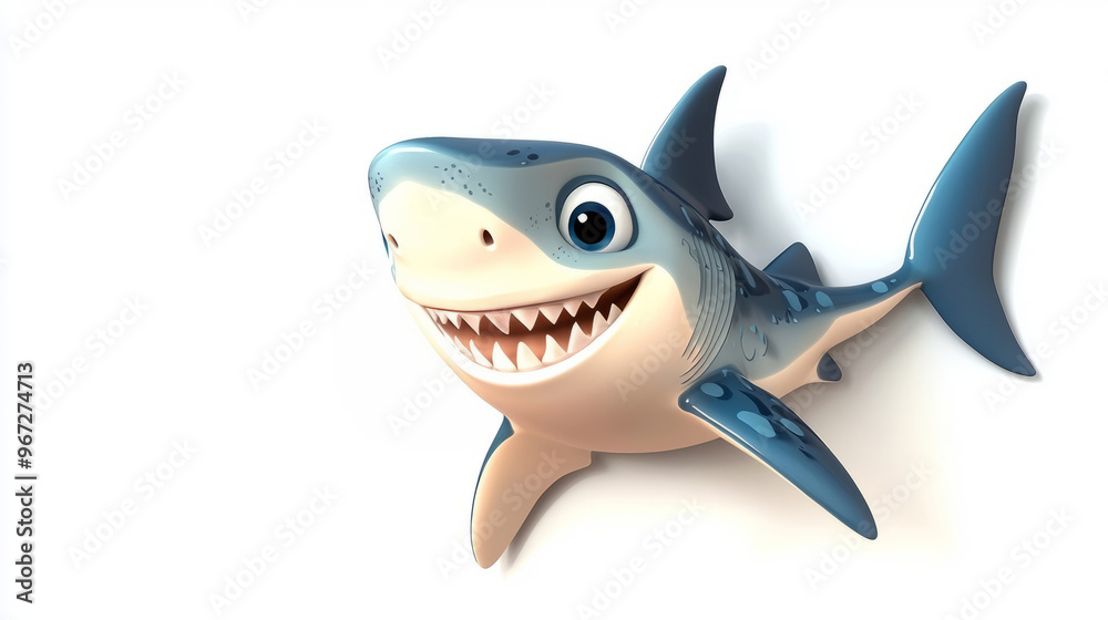 Fototapeta premium Cute shark cartoon isolated on white background