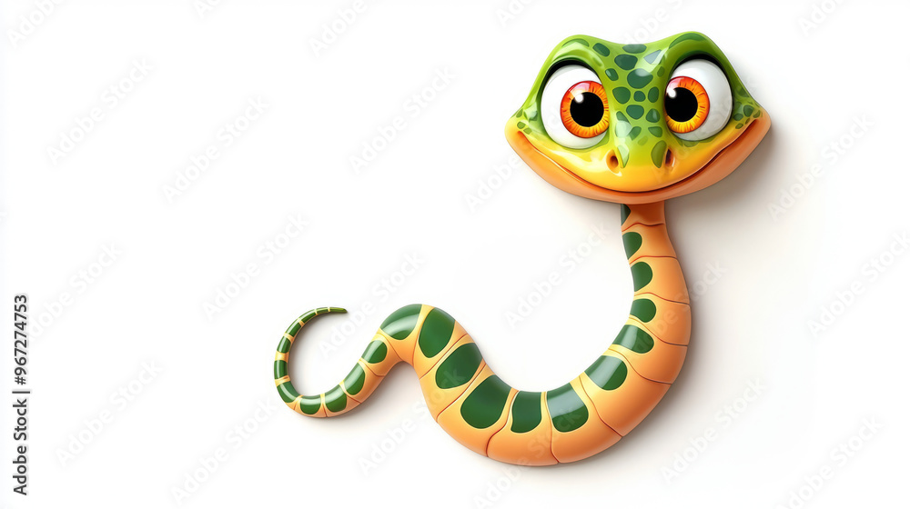 Fototapeta premium Cute snake cartoon isolated on white background