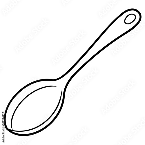 spoon outline coloring book page line art illustration digital drawing
