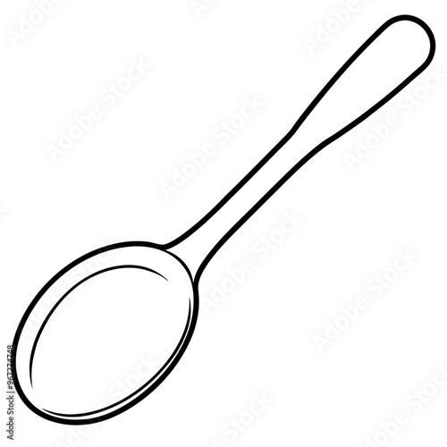 spoon outline coloring book page line art illustration digital drawing