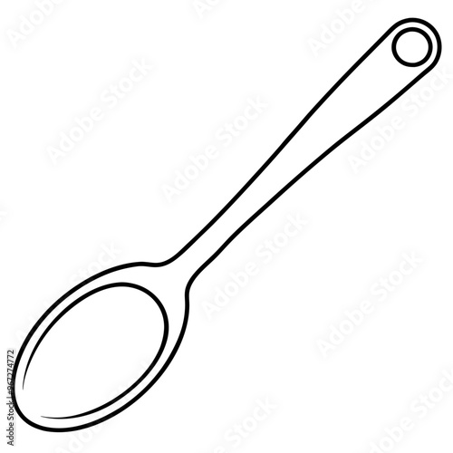spoon outline coloring book page line art illustration digital drawing