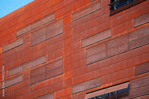 Detail of modern architecture corten building.