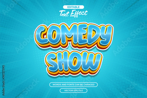 Comedy show editable text effect with blue background