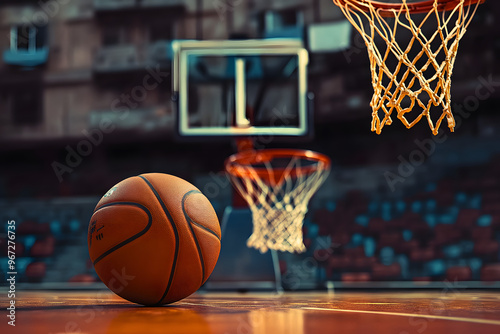 Basketball background with a ball scoring