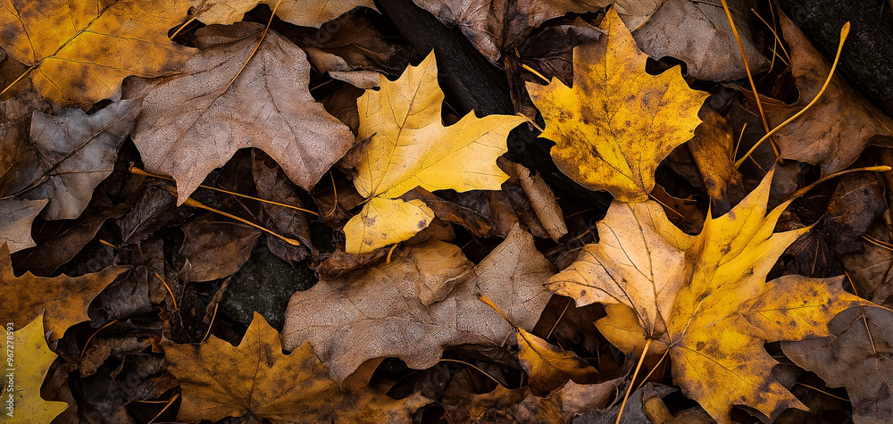 Background with autumn leaves in frost and ice Background with autumn leaves in frost and ice