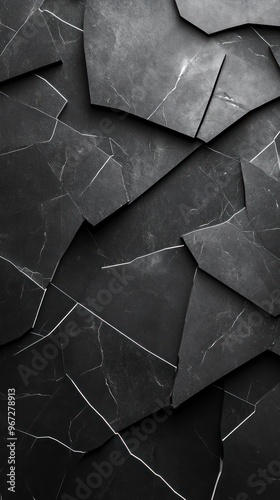 Black Marble Tiles with White Veins photo