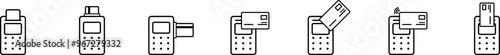 bank temprinal credit card Line big set of symbols bank line pictogram contactless payment vector minimal flat graphic design E-commerce payment by credit card.