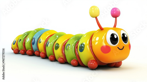 A toy caterpillar isolated on a white background
