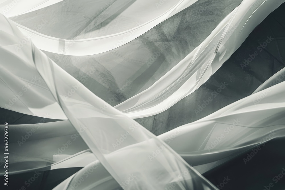 Obraz premium Ethereal photograph of delicate, flowing fabric, creating a serene and dreamlike atmosphere.