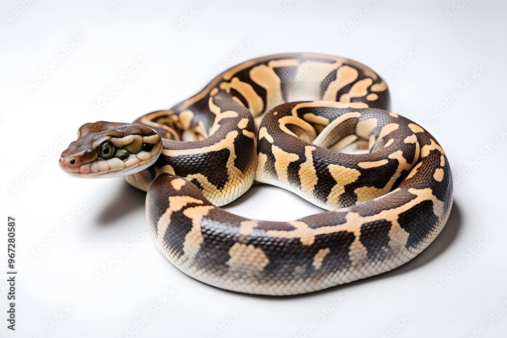 Ball python snake on white background, AI Generated Ball python snake on white background, AI Generated