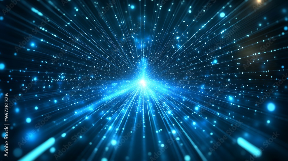 A captivating burst of blue light with sparkling particles radiating outward, perfect for showcasing energy and innovation. A captivating burst of blue light with sparkling particles radiating outward, perfect for showcasing energy and innovation.