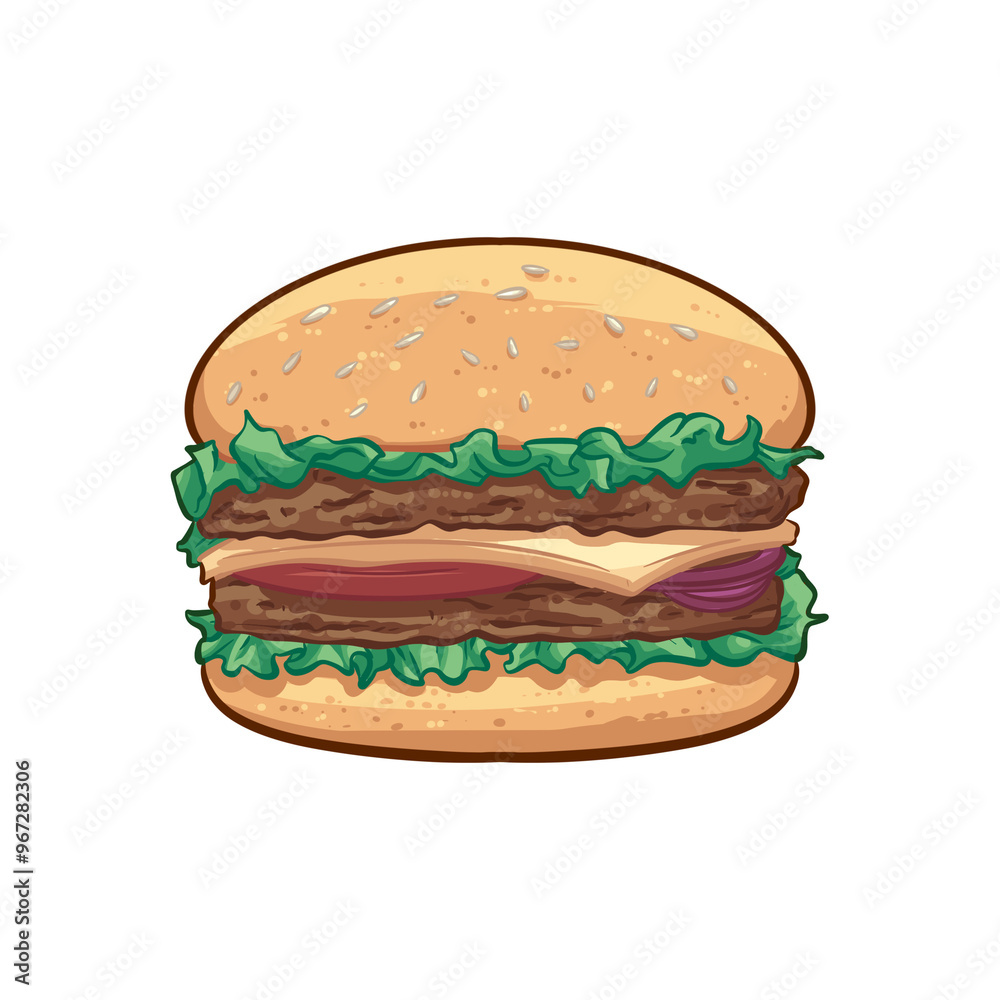 Burger Vector Drawing, Chesse Burger, Sandwich Burger Vector Drawing, Chesse Burger, Sandwich